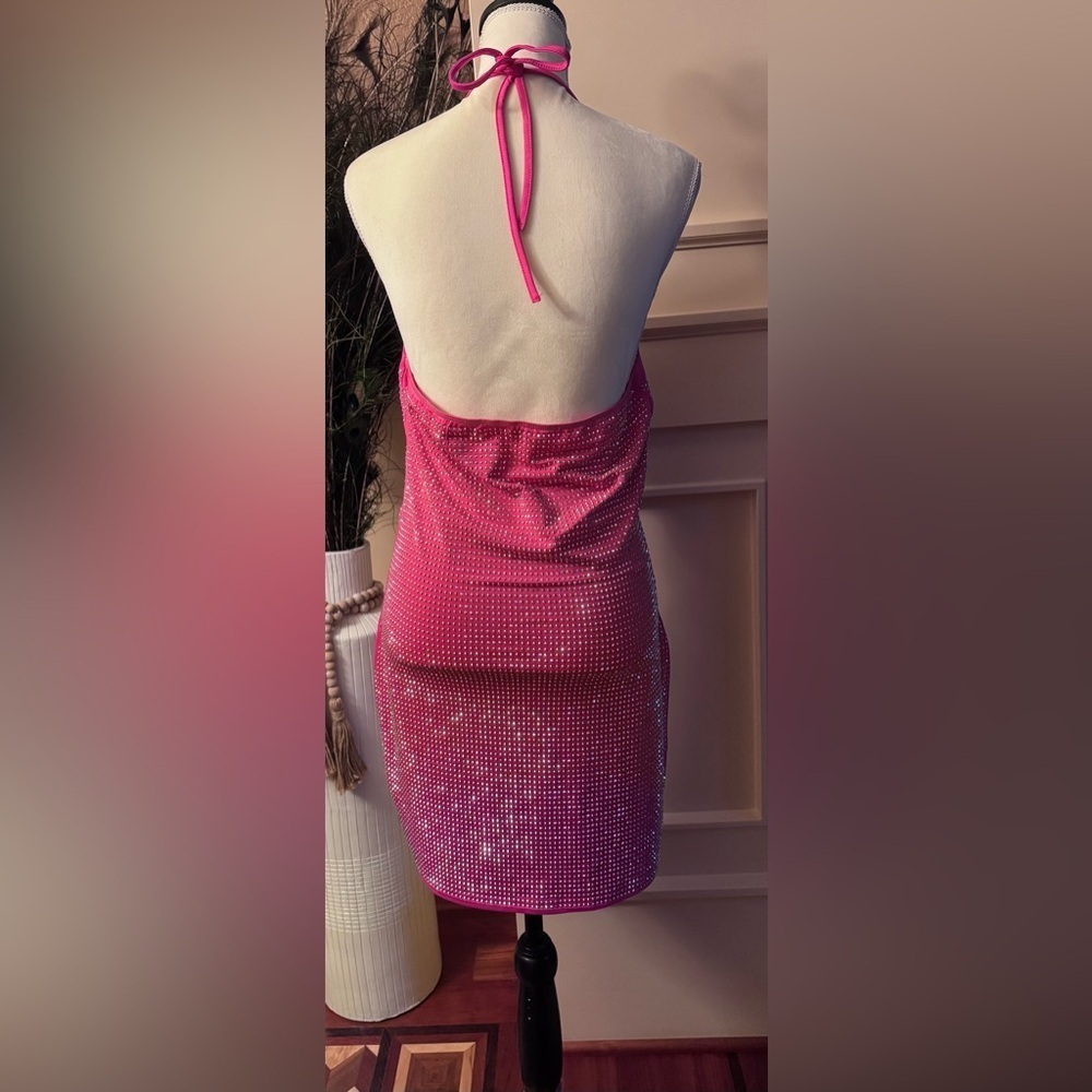 Pink Rhinestone Embellished Dress - Picture 2 of 12